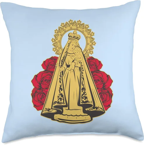 Virgin Mary of Charity. Catholic Cuban Art Virgen de Caridad Del Cobre, Almohada Cuba, 18 x 18 pulgadas, multicolor
