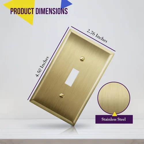 Miniatura 94 de ENERLITES Placa de Pared Metálica para Interruptor de Luz de Palanca, Acero Inoxidable 201, Resistente a la Corrosión, Tamaño Estándar 1-Gang 4.50