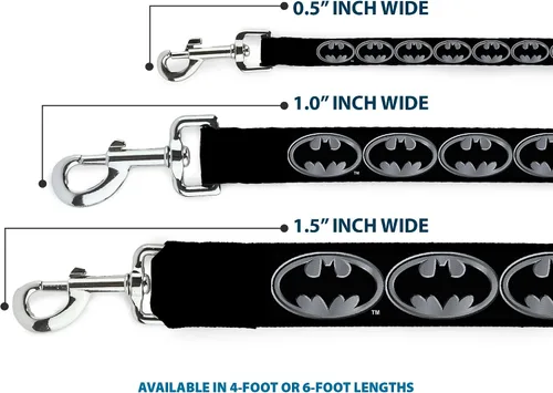 Miniatura 3 de Buckle-Down Correa para perro Batman Shield Negro Plata 4 pies de largo 1.0 pulgadas de ancho, multicolor (DL-WBM002)