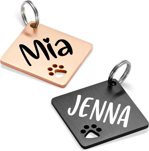 Miniatura 18 de Ultra Joys Placas de Identificación para Perros Personalizadas para Mascotas - Placa de ID Personalizada con Pata Hueca - Placa Grabada para Perros
