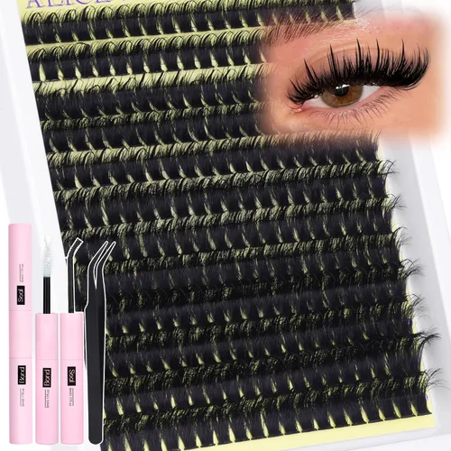 Miniatura 13 de Kit de extensión de pestañas DIY racimos de pestañas D-Curly voluminosos, pestañas individuales, kit de extensión de pestañas con herramienta