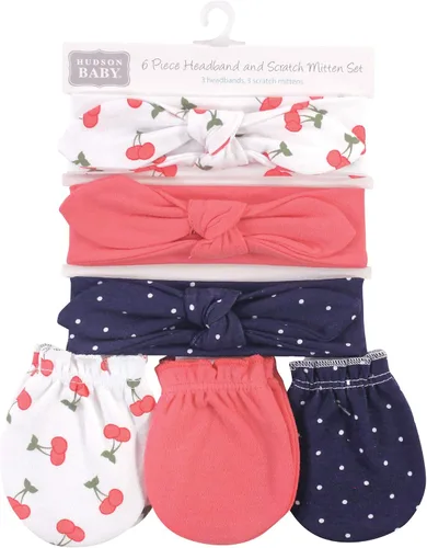 Miniatura 116 de Hudson Baby Conjunto de diadema de algodón y manoplas para rascar para bebé