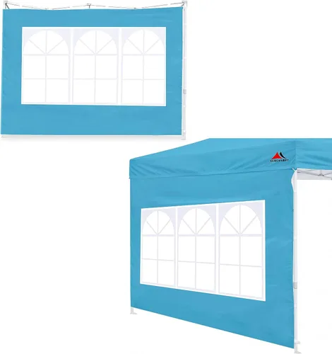 Miniatura 12 de Scocanopy Pared lateral con ventana para estructura de toldo de 10 x 10 pies, 2 paquetes solo de pared solar, beige Turquesa