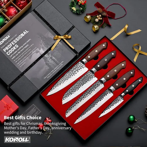 Miniatura 2 de Juego de cuchillos de chef japoneses profesionales, juego de cuchillos de cocina de 5 piezas, cuchillos de cocina de acero inoxidable de alto