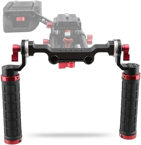 Miniatura 2 de CAMVATE Soporte de hombro con mango de goma con accesorio estándar de roseta para DSLR (rojo, rosca M6, 1.252 in) - 1472