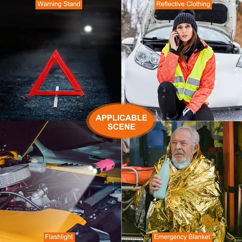 Miniatura 6 de THINKWORK - Kit de emergencia de coche para regalos de adolescentes y damas, kit de asistencia en carretera rosa con juego de herramientas