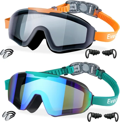 Miniatura 10 de EverSport - Paquete de 2 gafas de natación para niños de 8 a 16 años, capa extra de silicona, gafas de natación para niños, adolescentes, jóvenes