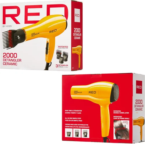 Miniatura 5 de RED by KISS Secador de pelo cerámico 2000, secador de salón profesional con 3 accesorios incluidos, 2 picos desembarazantes, 1 concentrador de aire