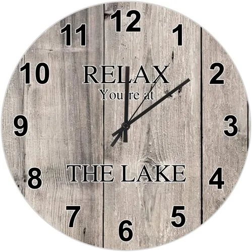 Miniatura 41 de UFunhome Reloj de pared de granja Lake Relax You're at The Lake Silent Non-Ticking Vintage Country reloj de grano de madera a pilas para el hogar