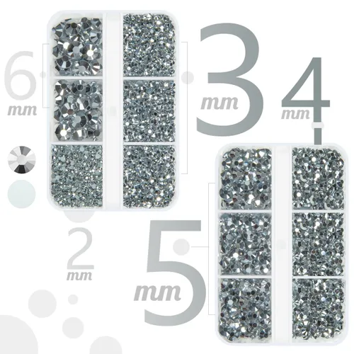 Miniatura 2 de qiipii Resina Metálica Plata Diamantes de Imitación con Parte Posterior Plana para Adornar Manualidades, Piedras Planas de 2mm-6mm, Gemas de Plata