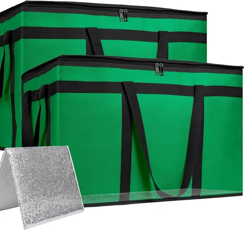 Miniatura 15 de Bodaon Paquete de 2 bolsas grandes aisladas para entrega de alimentos, XXXL para compras de comestibles/catering/pizza, bolsa de entrega de viaje