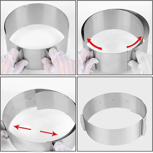 Miniatura 6 de 2 anillos de molde para pasteles de 6 a 12 pulgadas, molde ajustable para pastel, anillo circular de mousse de acero inoxidable y molde cuadrado