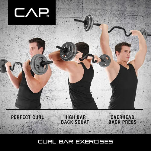 Miniatura 4 de CAP Barbell RB-48T2B Super Curl Bar, Negro, 48
