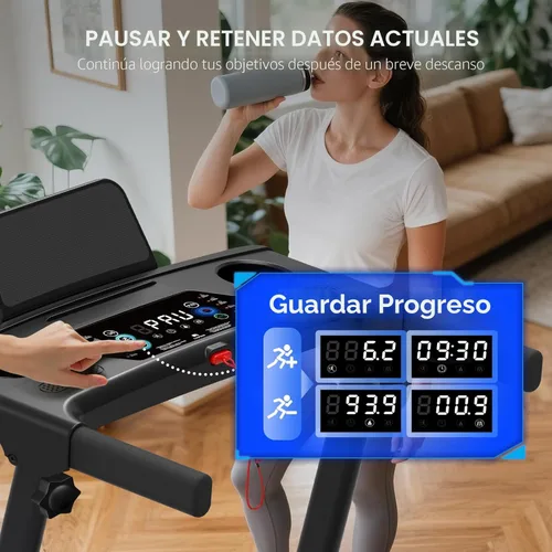 Miniatura 4 de Caminadora con inclinación 3 en 1 portátil, pequeña, para el hogar, con barra de apoyo, caminadora plegable de 3.0 HP, silenciosa, sin escobillas