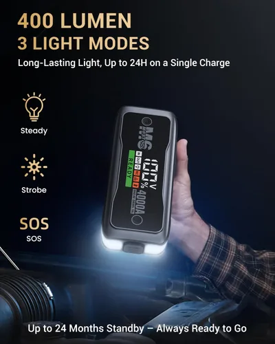 Miniatura 7 de MOSTOOL M6 4000A Arrancador con pantalla HD inteligente, paquete de arranque portátil de 12V y refuerzo de batería de coche con carga rápida
