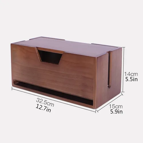 Miniatura 2 de Caja de organización de cables, caja de almacenamiento de alambre de madera, estante de enrutador de escritorio, organizador de cables grande