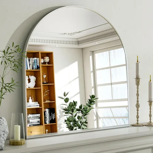 Miniatura 9 de Espejo de Baño con Arco, Espejo de Baño Arqueado de 20x30 pulgadas/Espejo de Tocador Montado en la Pared - Espejo de Pared con Marco de Metal Negro
