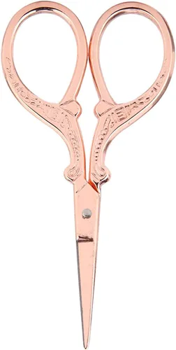 Miniatura 8 de Tijeras vintage, tijeras europeas retro para punto de cruz, costura, costura, manualidades, uso de tela (oro rosa)