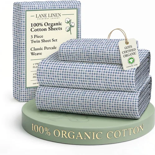 Miniatura 55 de LANE LINEN Sábanas 100% algodón orgánico para cama tamaño King, sábanas de percal suave, transpirables, de lujo, estilo hotelero, lavables a 09