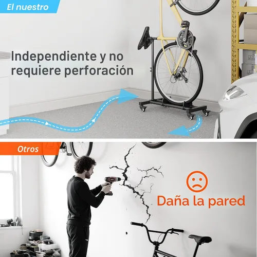 Miniatura 4 de Sttoraboks Soporte vertical para bicicleta, soporte de bicicleta independiente para garaje, soporte vertical para bicicleta, soporte para bicicleta