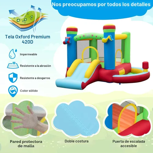 Miniatura 4 de Casa de rebote inflable BOUNTECH con pozo de bolas, casa hinchable para niños en interiores y exteriores con gran área de salto, aro de baloncesto