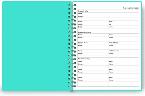 Miniatura 5 de Agenda diaria sin fecha: agenda sin fecha con horarios, artículos de acción y seguimiento, cuaderno organizador diario A4 para aumentar la Turquesa