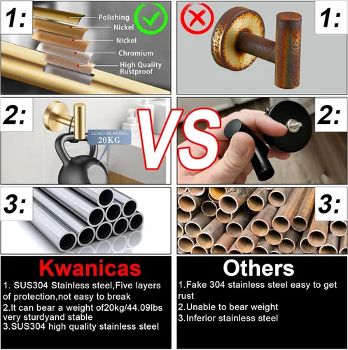 Miniatura 6 de Juego de 6 piezas de accesorios de baño de oro cepillado, anillo de toalla de mano de 16 y 23.6 pulgadas, soporte para toallas redondas, ganchos