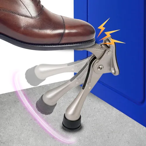 Miniatura 2 de Tope de puerta de un solo toque, con cuña, topes de puerta resistentes, para la parte inferior de la puerta, con puntas de goma de altura ajustable