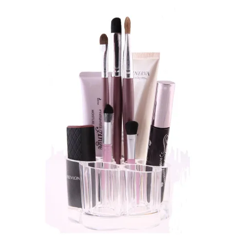 Miniatura 2 de GBSTORE Organizador cosmético del maquillaje del sostenedor del cepillo del maquillaje de la flor de acrílico con 12 espacios