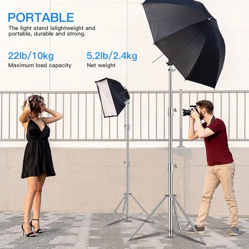 Miniatura 4 de Soporte de luz de acero inoxidable de 9.2 pies, trípode de fotografía resistente Spring Cushioned Photography Stand with 1/4" to 3/8" Screw