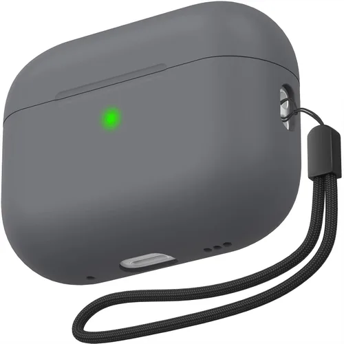 Miniatura 7 de NIUTRENDZ Funda para AirPods Pro 2 2022, funda protectora delgada de silicona que absorbe los golpes con cordón [LED frontal visible] (beige)