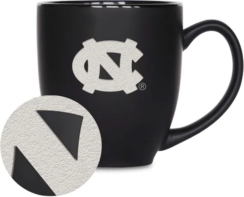 Miniatura 453 de Rico Industries - Taza de cerámica mate negra con grabado láser estándar de 15oz para NCAA (escuelas T & U) - Para bebidas calientes o frías