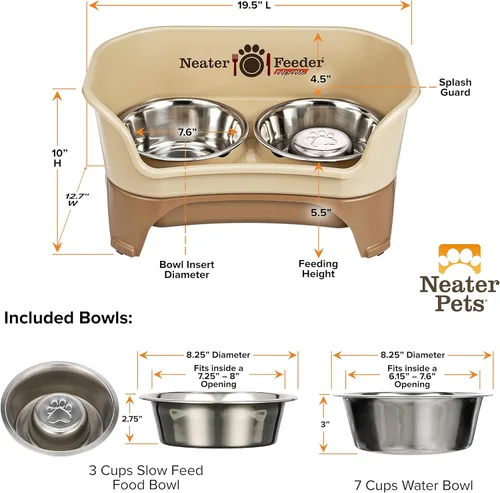 Miniatura 9 de Neater Feeder Express - Cuencos para perros medianos o grandes, color capuchino, paquete que incluye cuenco de alimentación lenta Capuccino
