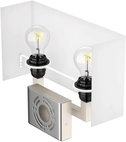 Miniatura 8 de LEDMyplace - Lámpara de pared LED de 2 luces, 120 V, base E26, cuerpo de hierro y pantalla de tela blanca, certificación UL, acabado de níquel
