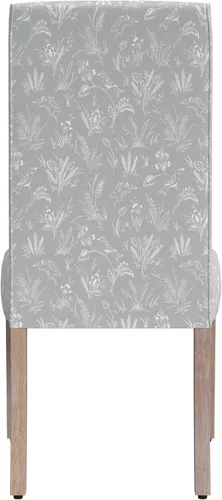 Miniatura 255 de Homepop Silla de comedor con detalles festoneados, sillas de comedor Parsons tapizadas, muebles decorativos para el hogar, tejido gris claro