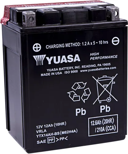 Yuasa YUAM62H4A YTX14AH-BS - Batería AGM Serie H libre de mantenimiento con paquete de ácido