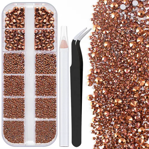 Miniatura 13 de Dos paquetes de diamantes de imitación de parte trasera plana, 4520 piezas, diamantes de imitación coloridos para uñas, multicolor + AB + gemas