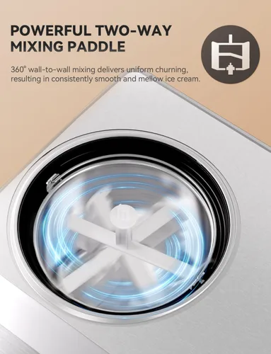 Miniatura 4 de COUPLUX Máquina para hacer helados, máquina de helado de 2.1 cuartos de galón de congelación más rápida con compresor integrado, fácil de operar