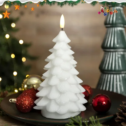 Miniatura 4 de LUSHARBOR Velas sin llama con temporizador remoto, paquete de 2 velas LED que funcionan con pilas, velas LED de cera real, decoración de Navidad