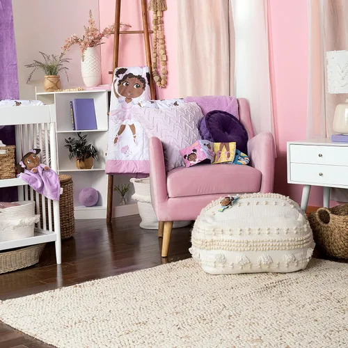 Miniatura 5 de Little Muffincakes Zhara Manta acolchada para niños pequeños, estampado de bailarina y flores, 42.0 x 34.0 pulgadas, 18 meses en adelante, rosa