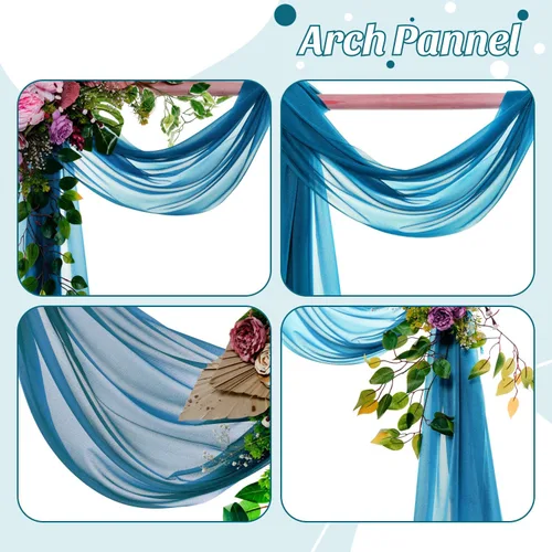 Miniatura 5 de MDS Paquete de 2 paneles de cortina para arco de boda (30 pulgadas de ancho x 20 pies de largo) tela de gasa transparente para boda, ceremonia