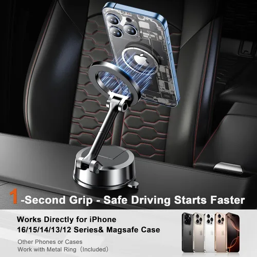 Miniatura 7 de Soporte magnético para teléfono MagSafe para automóvil, soporte para teléfono de automóvil, giratorio de 360°, para salpicadero, parabrisas