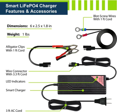 Miniatura 8 de Paquete de batería y cargador - Cargador de 12 V 5 A/batería de litio de 12 V 20 Ah LiFePO4