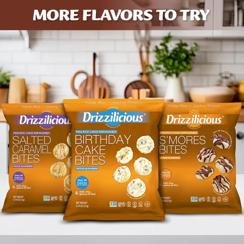 Miniatura 8 de Drizzilicious Mini tortas de arroz sabor galletas y crema – Crujientes de arroz, aperitivo saludable para adultos y niños, pasteles de arroz