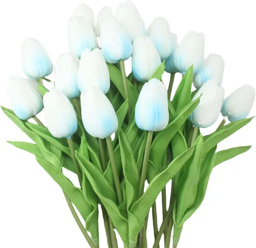 Miniatura 13 de Tulipanes artificiales, 10 cabezas, mini flores artificiales de tacto real, tulipán falso para decoración del hogar, boda, fiesta, ramo de flores