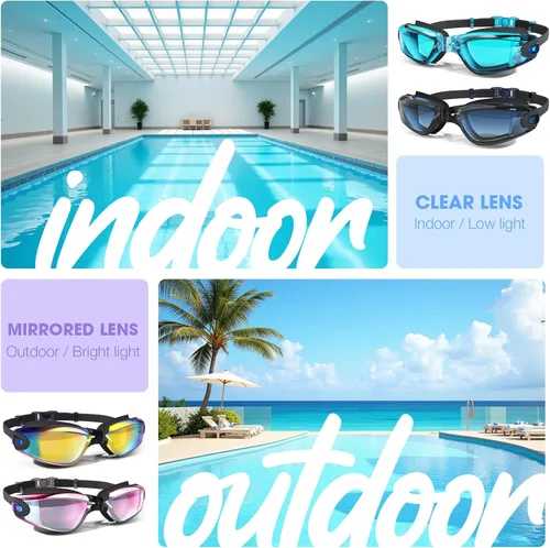 Miniatura 7 de MAMBAOUT Gafas de natación, paquete de 2 gafas de natación antivaho sin fugas, protección UV para hombres, mujeres, adultos y jóvenes