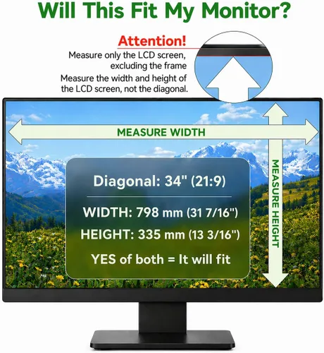 Miniatura 9 de Paquete de 2 pantallas de privacidad de computadora de 34 pulgadas para monitor de pantalla ancha de relación de aspecto 21:9, protección ocular