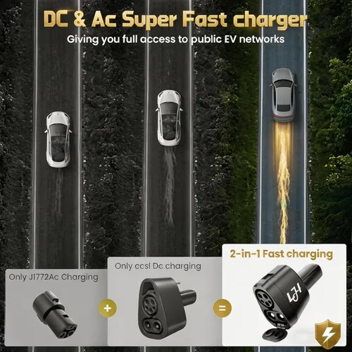 Miniatura 7 de LJH 2-en-1 CCS1 y J1772 a Adaptador Tesla, 250KW para Modelo Y/3/S/X/Cybertruck, Adaptador de Cargador CCS1 a Tesla Super Rápido, Estaciones