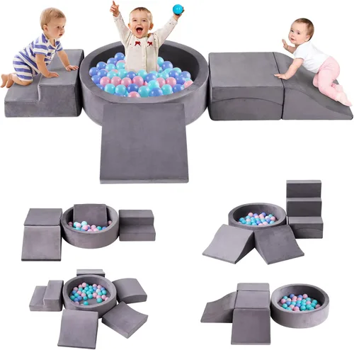 Juguetes de escalada para niños pequeños de 1 a 3 años, bloques de escalada de espuma para bebés con pozo de pelotas, juguetes de escalada para