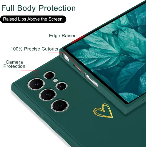 Miniatura 4 de Wirvyuer Funda para Samsung Galaxy S22 Ultra, bonita funda delgada a prueba de golpes con soporte de carga inalámbrica y protección, verde